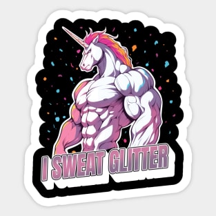 Unicorn I Sweat Glitter Funny Gym Workout Sticker